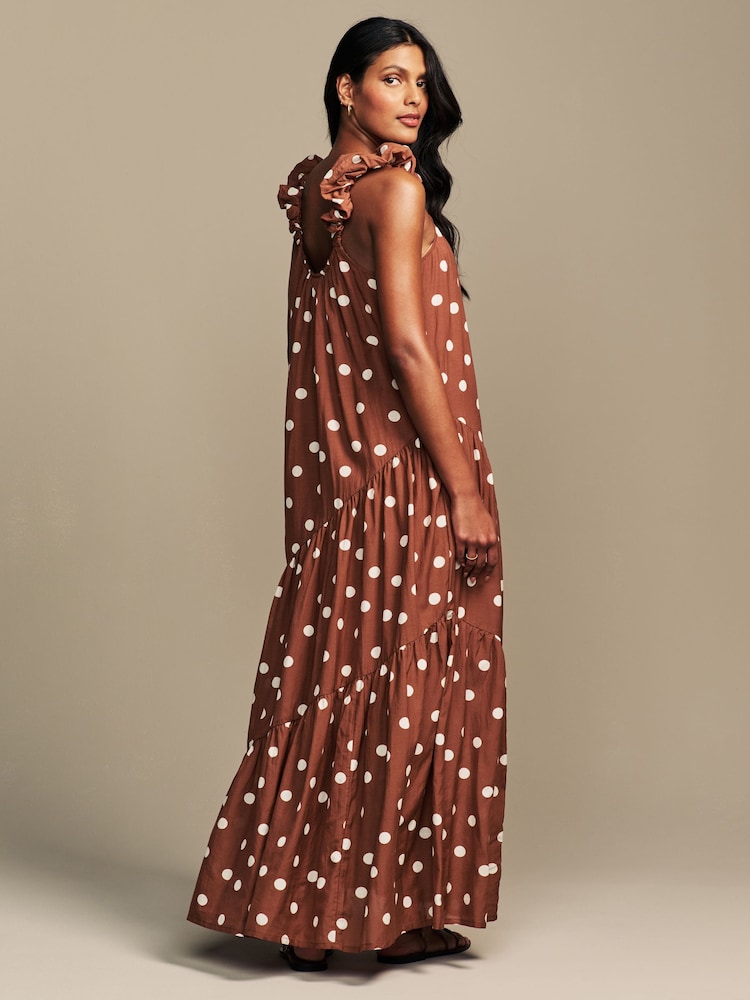 Marrón óxido - Laura Ashley Floral Print Bubble Strap Maxi Dress - Imagen 2 de 8