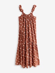 Marrón óxido - Laura Ashley Floral Print Bubble Strap Maxi Dress - Imagen 6 de 8
