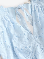 Laura Ashley Blue Floral Print Lace Midaxi Dress - Image 8 of 9