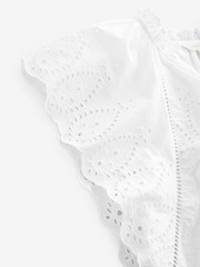 Laura Ashley White Seersucker Broderie 100% Cotton Blouse - Image 8 of 9