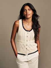 Laura Ashley Cream Crochet Knitted Top - Image 4 of 8