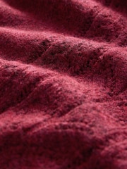 Laura Ashley Burgundy Red Pointelle V-Neck Jumper - Image 8 of 8