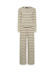 PixieGirl Petite Brown Stripe Cotton Button Top & Wide Leg Trousers Set - Image 5 of 6