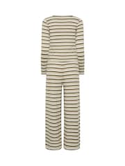 PixieGirl Petite Brown Stripe Cotton Button Top & Wide Leg Trousers Set - Image 6 of 6