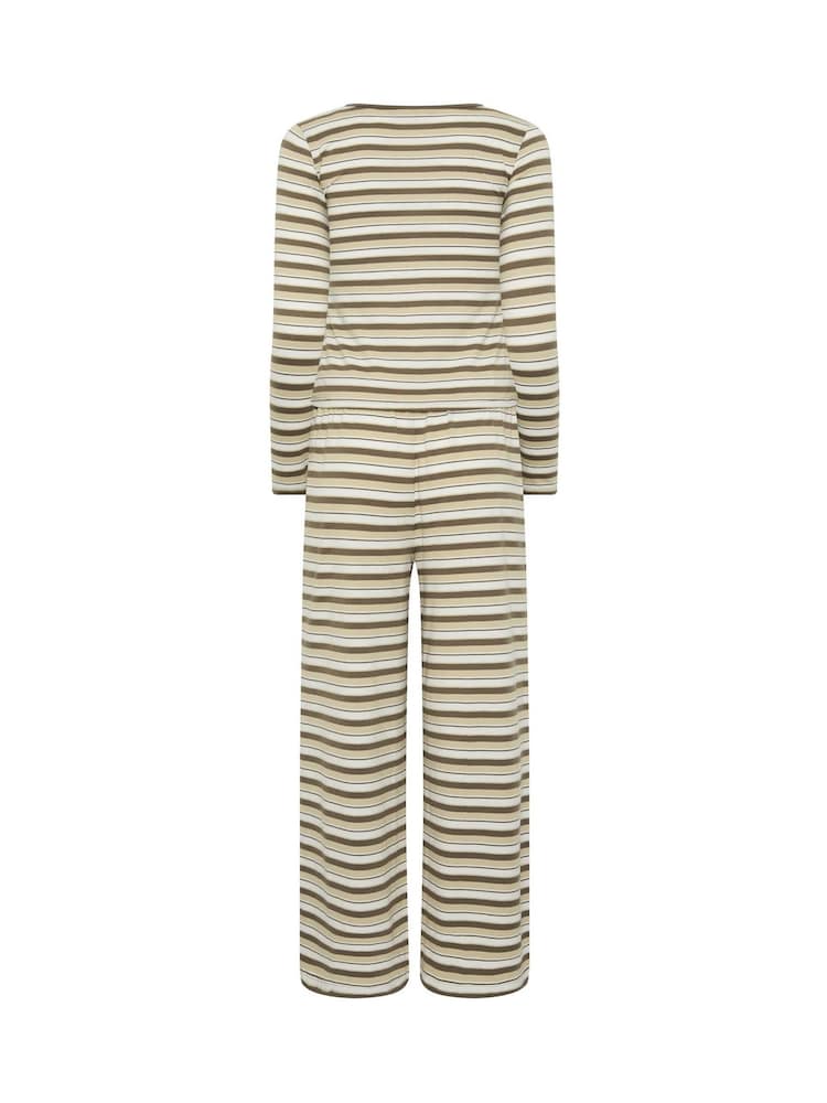 PixieGirl Petite Brown Stripe Cotton Button Top & Wide Leg Trousers Set - Image 6 of 6