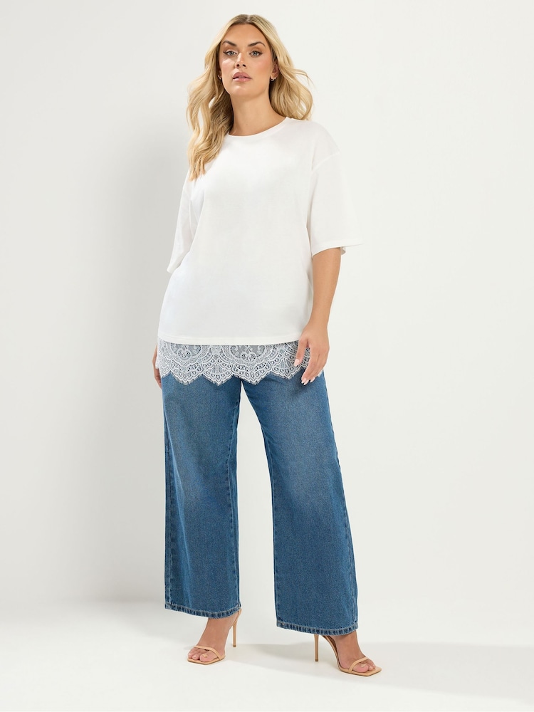 Yours Curve White Lace T-Shirt - Image 2 of 4