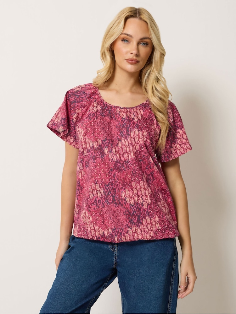 M&Co Purple Patchwork Scoop Neck Top - Image 1 of 5 M&Co Purple Patchwork Scoop Neck Top - Image 1 of 5