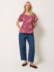 M&Co Purple Patchwork Scoop Neck Top - Image 2 of 5