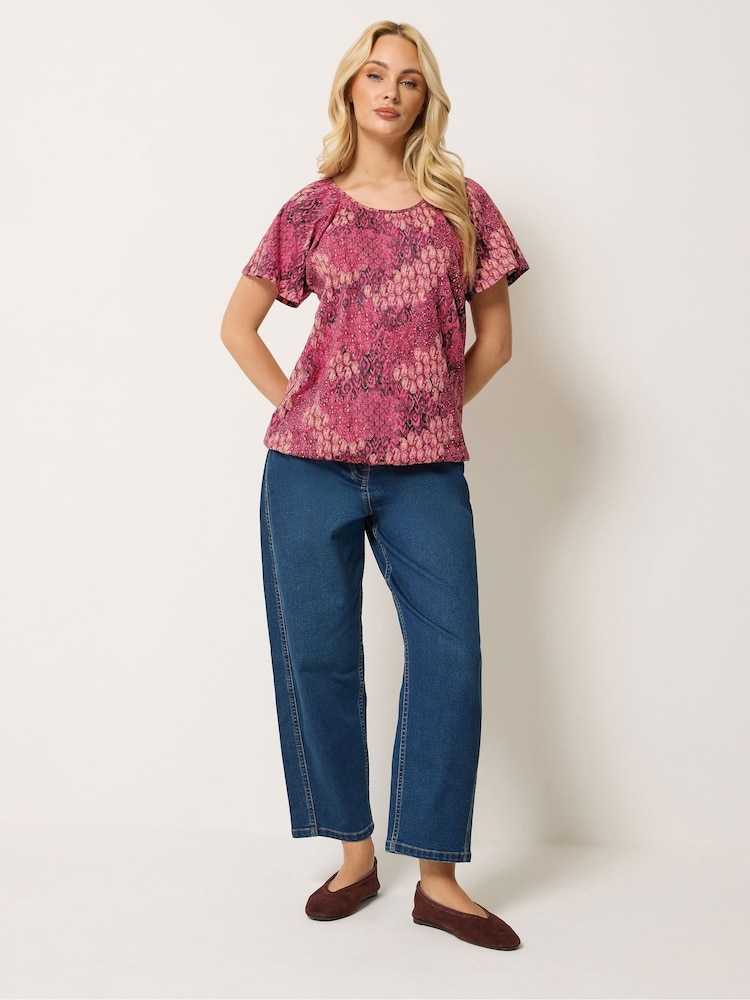 M&Co Purple Patchwork Scoop Neck Top - Image 2 of 5 M&Co Purple Patchwork Scoop Neck Top - Image 2 of 5