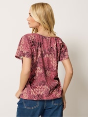 M&Co Purple Patchwork Scoop Neck Top - Image 3 of 5