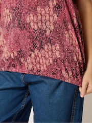M&Co Purple Patchwork Scoop Neck Top - Image 4 of 5