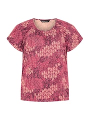 M&Co Purple Patchwork Scoop Neck Top - Image 5 of 5