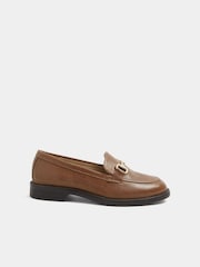 Yours Curve Brown Extra Wide Fit Snaffle Trim Leather Loafers - Image 2 of 5