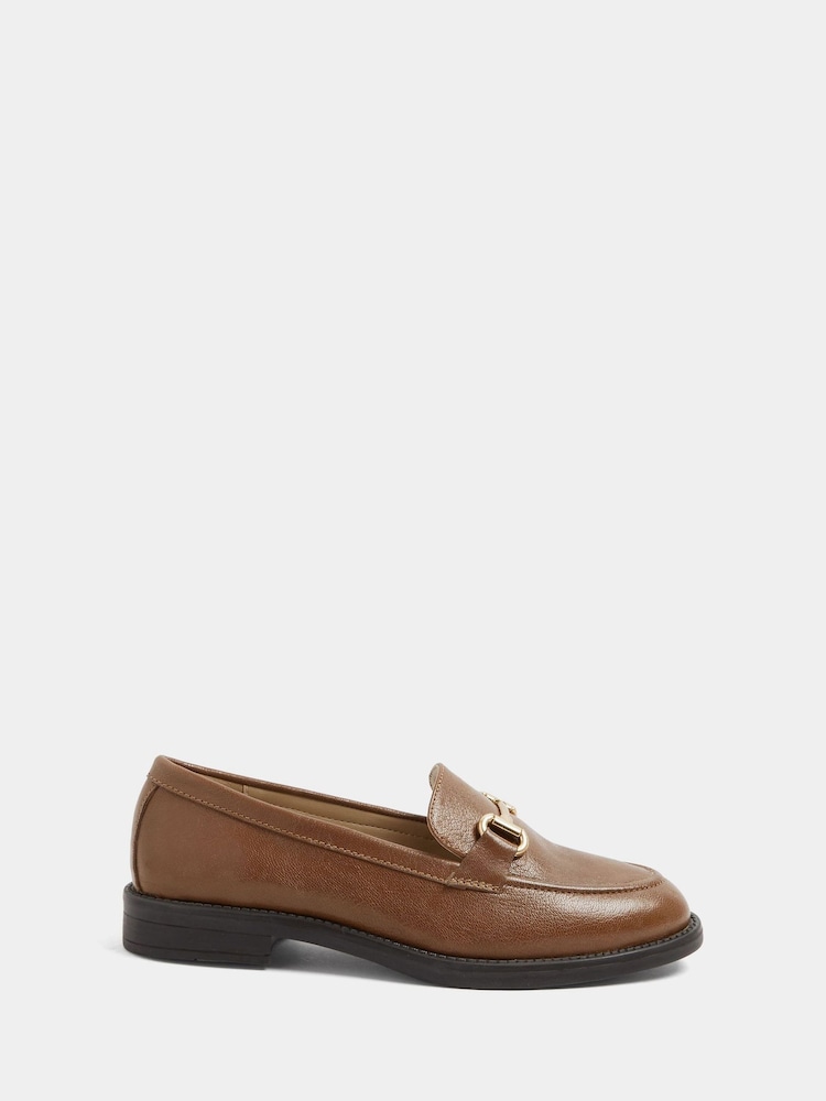 Yours Curve Brown Extra Wide Fit Snaffle Trim Leather Loafers - Image 2 of 5