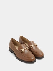 Yours Curve Brown Extra Wide Fit Snaffle Trim Leather Loafers - Image 3 of 5