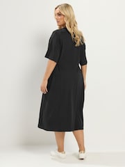 Yours Curve Black Front Tie Midi Dress - Image 3 of 4