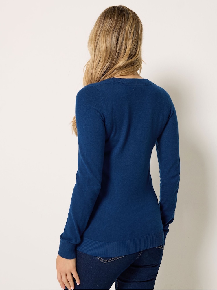 Long Tall Sally Blue Knitted Crew Neck Jumper - Image 2 of 5 Long Tall Sally Blue Knitted Crew Neck Jumper - Image 2 of 5