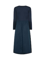 PixieGirl Petite Blue Henley Cotton Midi Dress - Image 6 of 6