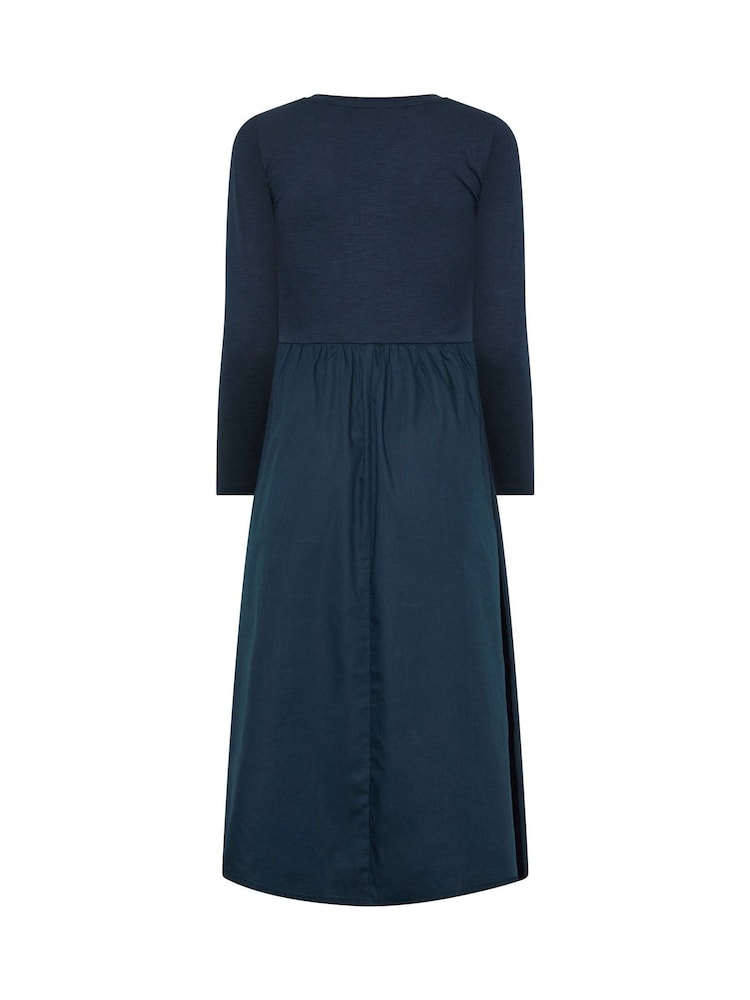 PixieGirl Petite Blue Henley Cotton Midi Dress - Image 6 of 6