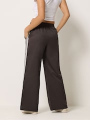 PixieGirl Petite Brown Side Striped Wide Leg Joggers - Image 2 of 6