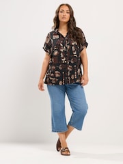 Yours Curve Black Textured Shirt - Image 2 of 4