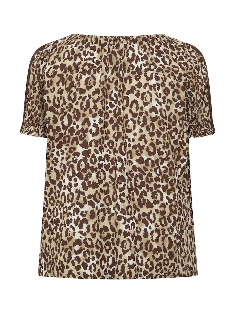 Yours Curve Brown Leopard Crochet Tie Front Top - Image 6 of 6 Yours Curve Brown Leopard Crochet Tie Front Top - Image 6 of 6