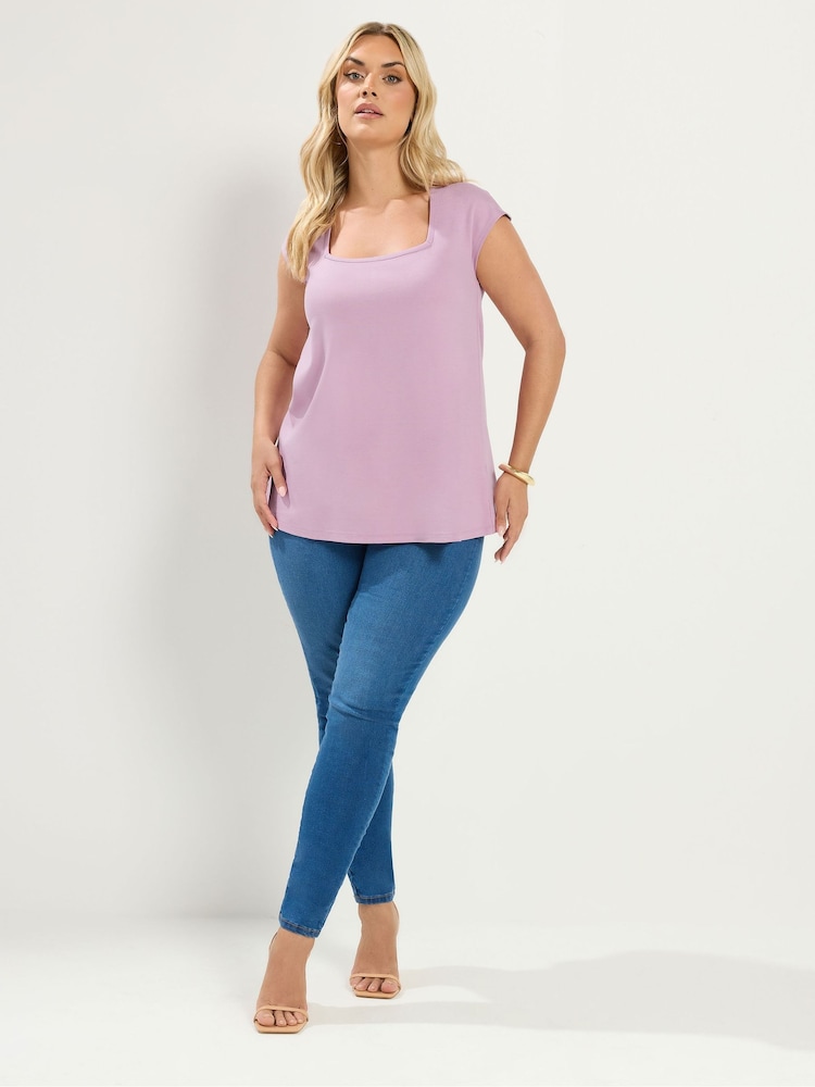 Yours Curve Pink Cap Sleeve Top - Image 2 of 6 Yours Curve Pink Cap Sleeve Top - Image 2 of 6