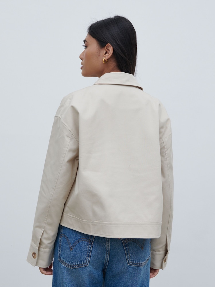 Pretty Lavish Stone Isla Cropped Trench Coat - Image 4 of 4 Pretty Lavish Stone Isla Cropped Trench Coat - Image 4 of 4