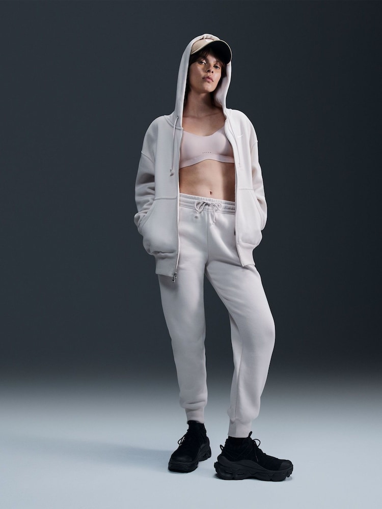Neutrale Farbe - Nike Phoenix Oversize-Hoodie mit Mini-Swoosh und durchgehendem Reißverschluss aus Fleece - Bild 2 von 6