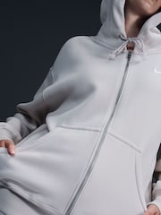 Neutrale Farbe - Nike Phoenix Oversize-Hoodie mit Mini-Swoosh und durchgehendem Reißverschluss aus Fleece - Bild 5 von 6
