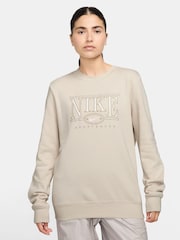 Nike Light Wood Natural Sportswear Club Fleece Logo Crew-Neck Sweatshirt - Image 1 of 3