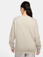 Nike Light Wood Natural Sportswear Club Fleece Logo Crew-Neck Sweatshirt - Image 2 of 3
