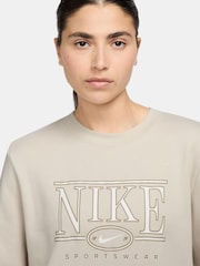Nike Light Wood Natural Sportswear Club Fleece Logo Crew-Neck Sweatshirt - Image 3 of 3