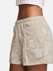 Nike Light Wood Natural Sportswear French Terry Mid-Rise 4" Floral Print Shorts - Image 3 of 4