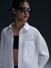 Nike White Oversized Long Sleeve Poplin Button-Up Shirt - Image 3 of 5