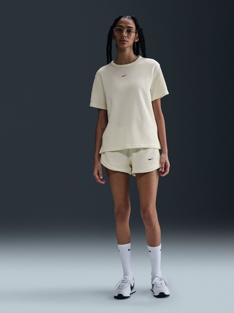 White - Nike Sportswear Chill Waffle Loose Short Sleeve Top - Image 1 of 5