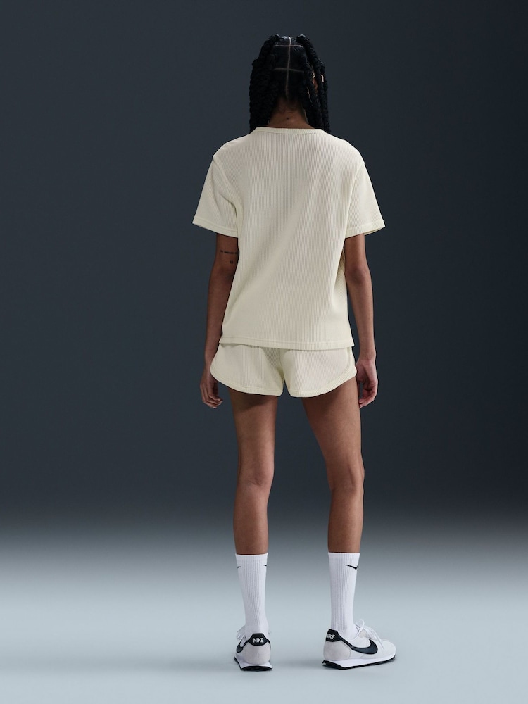 White - Nike Sportswear Chill Waffle Loose Short Sleeve Top - Image 2 of 5