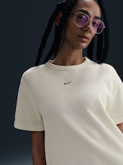 White - Nike Sportswear Chill Waffle Loose Short Sleeve Top - Image 4 of 5