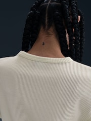 White - Nike Sportswear Chill Waffle Loose Short Sleeve Top - Image 5 of 5
