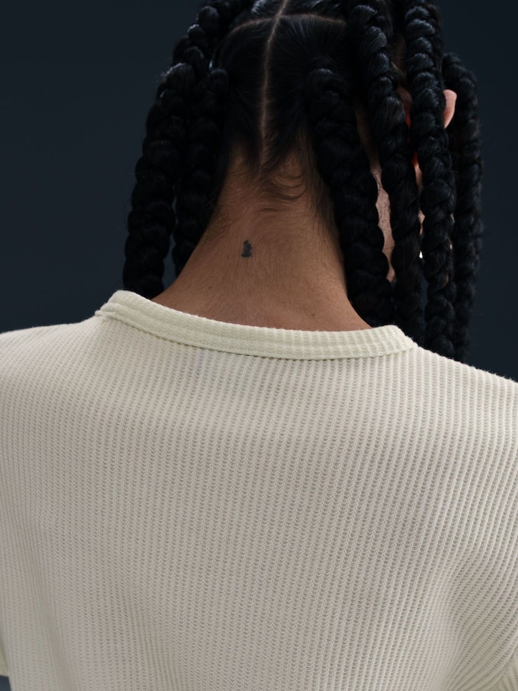 White - Nike Sportswear Chill Waffle Loose Short Sleeve Top - Image 5 of 5