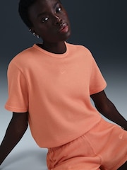 Nike Apricot Orange Sportswear Chill Waffle Loose Short Sleeve Top - Image 3 of 6