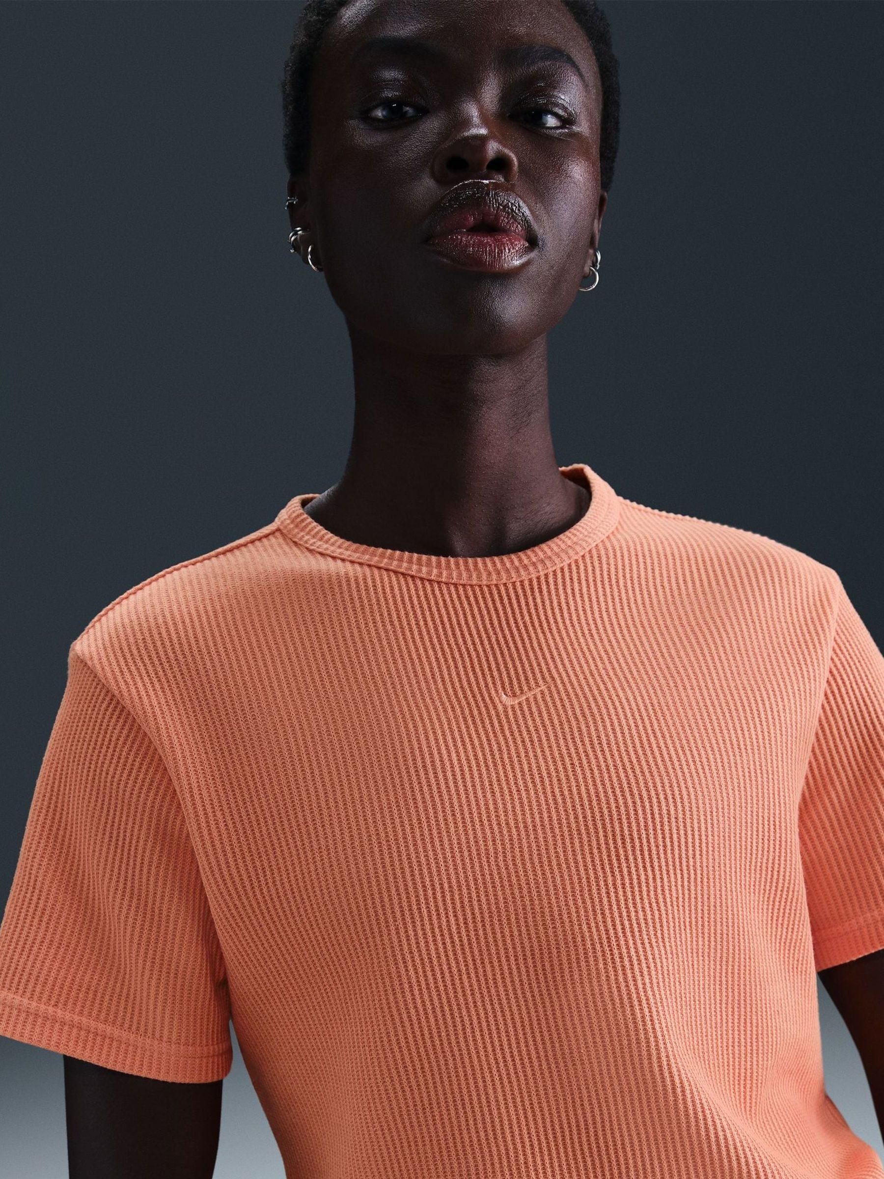 Buy Nike Apricot Orange Sportswear Chill Waffle Loose Short Sleeve