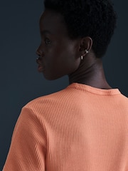 Nike Apricot Orange Sportswear Chill Waffle Loose Short Sleeve Top - Image 6 of 6