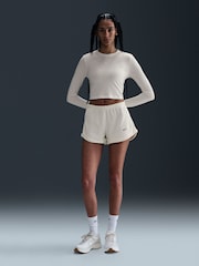 Nike White Sportswear Chill Knit Mid-Rise Waffle 3" Shorts - Image 1 of 5