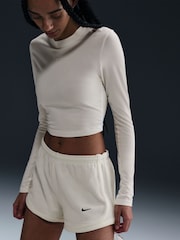 Nike White Sportswear Chill Knit Mid-Rise Waffle 3" Shorts - Image 3 of 5
