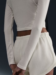 Nike White Sportswear Chill Knit Mid-Rise Waffle 3" Shorts - Image 5 of 5