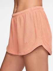 Nike Apricot Orange Sportswear Chill Knit Mid-Rise Waffle 3" Shorts - Image 3 of 4