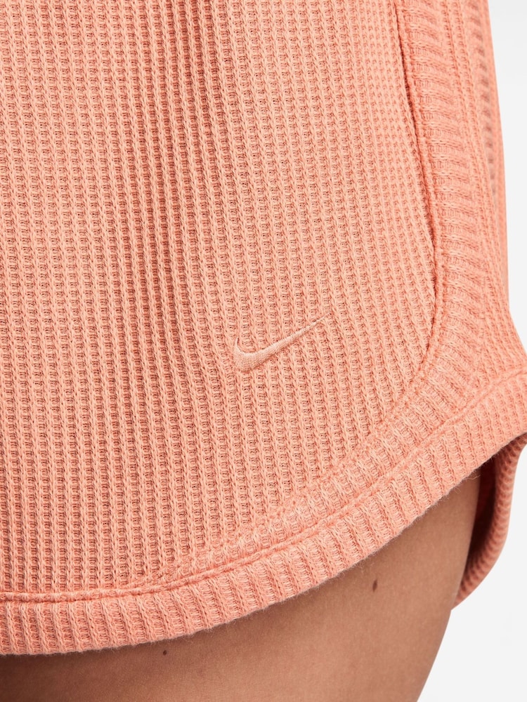 Nike Apricot Orange Sportswear Chill Knit Mid-Rise Waffle 3" Shorts - Image 4 of 4