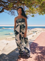 Monochrome Shirred Bandeau Jumpsuit - Image 2 of 9