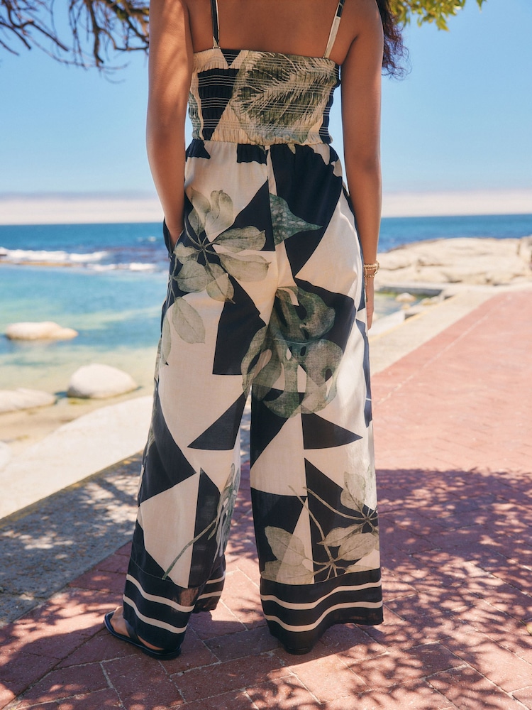 Monochrome Shirred Bandeau Jumpsuit - Image 3 of 9